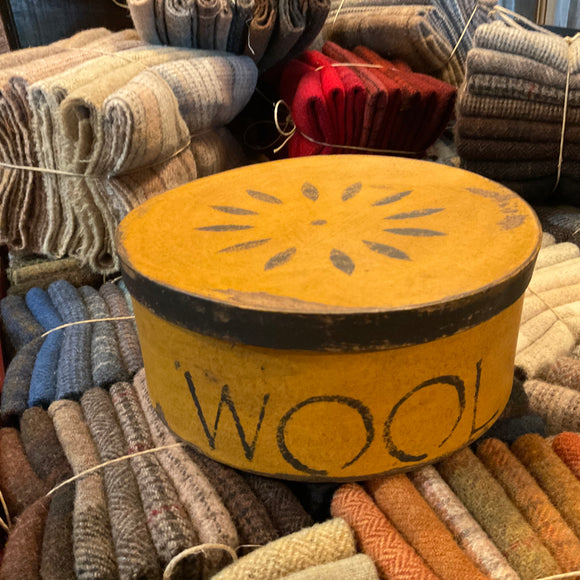 Stenciled Wool Box-Mustard