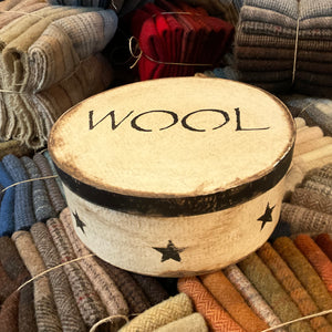 Stenciled Wool Box-White