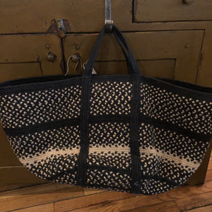 Jute Basket Tote - Black/Natural