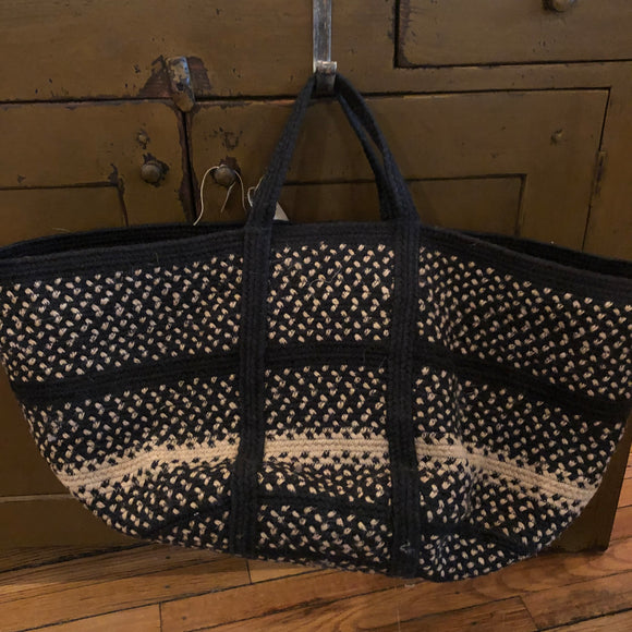 Jute Basket Tote - Black/Natural