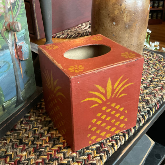 Stenciled Pineapple Tissue Box Cover