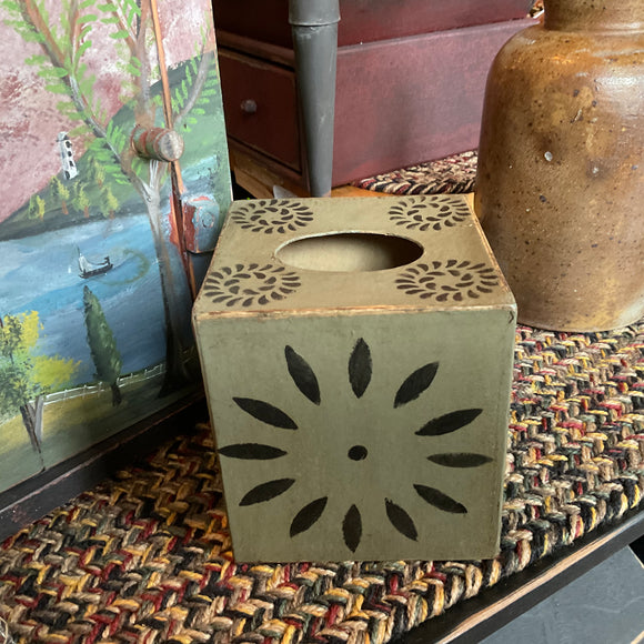 Stenciled Sunburst Flower Tissue Box Cover