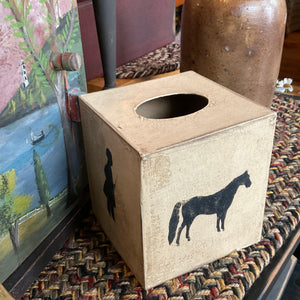 Stenciled Horse Tissue Box Cover