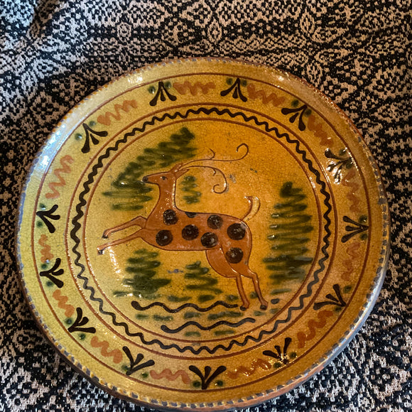 Deer Redware Plate