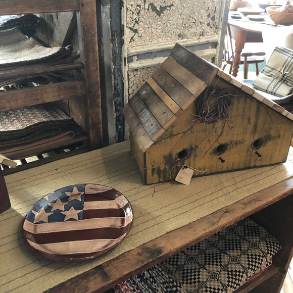 American Flag Redware Plate